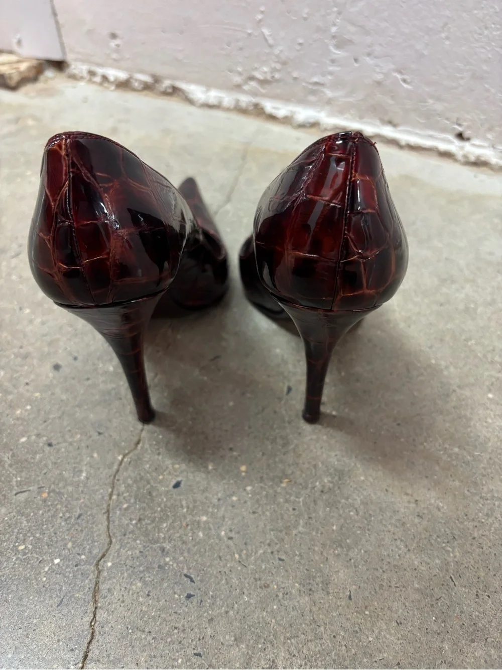 St. John Croc Patent Pointed-Toe Stiletto Pumps